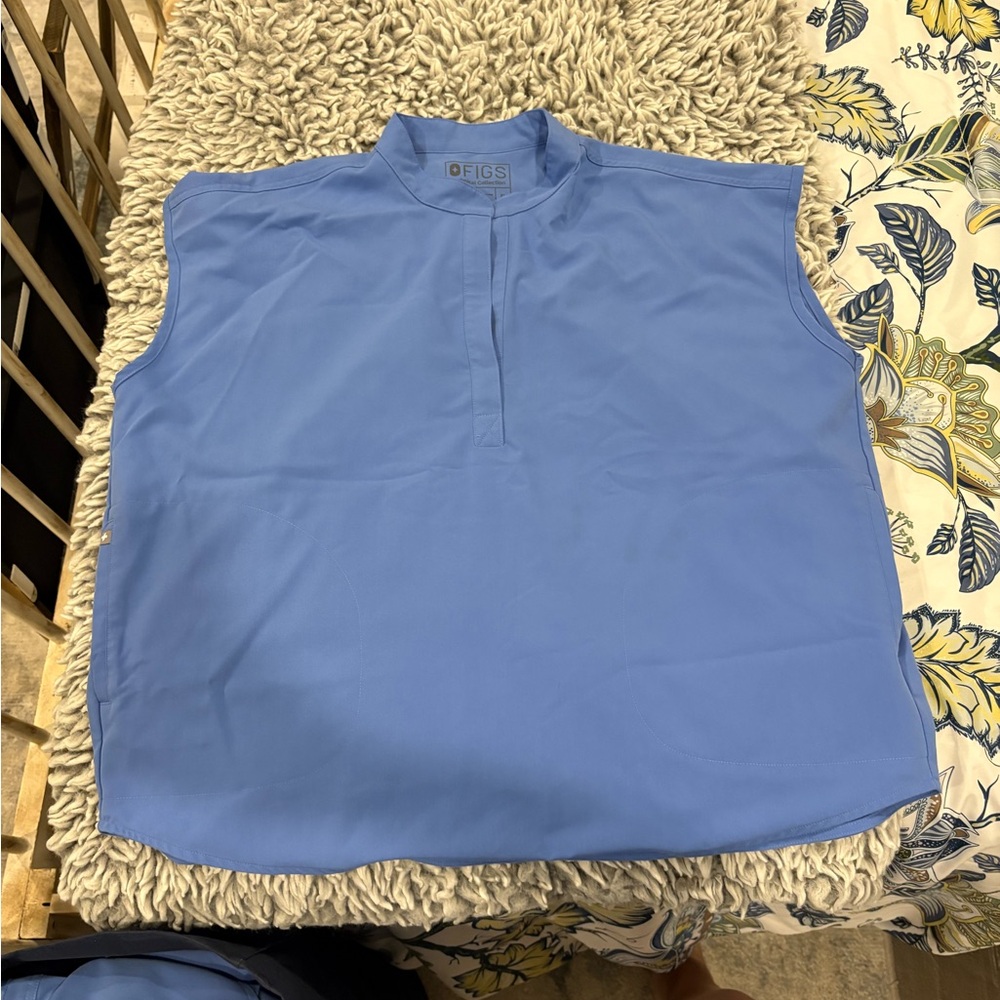 Figs Blue Rafaela Top Sleeveless Shirt